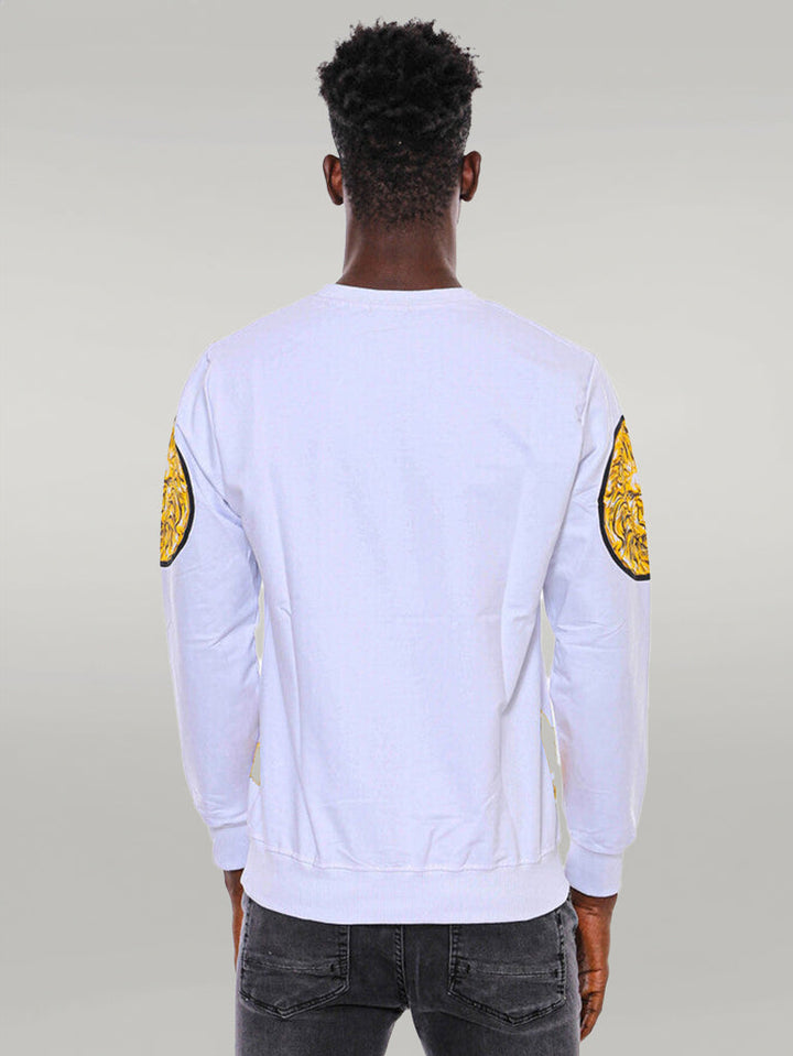 WSS Lion Patterned Slim Fit White Sweatshirt  - Singen