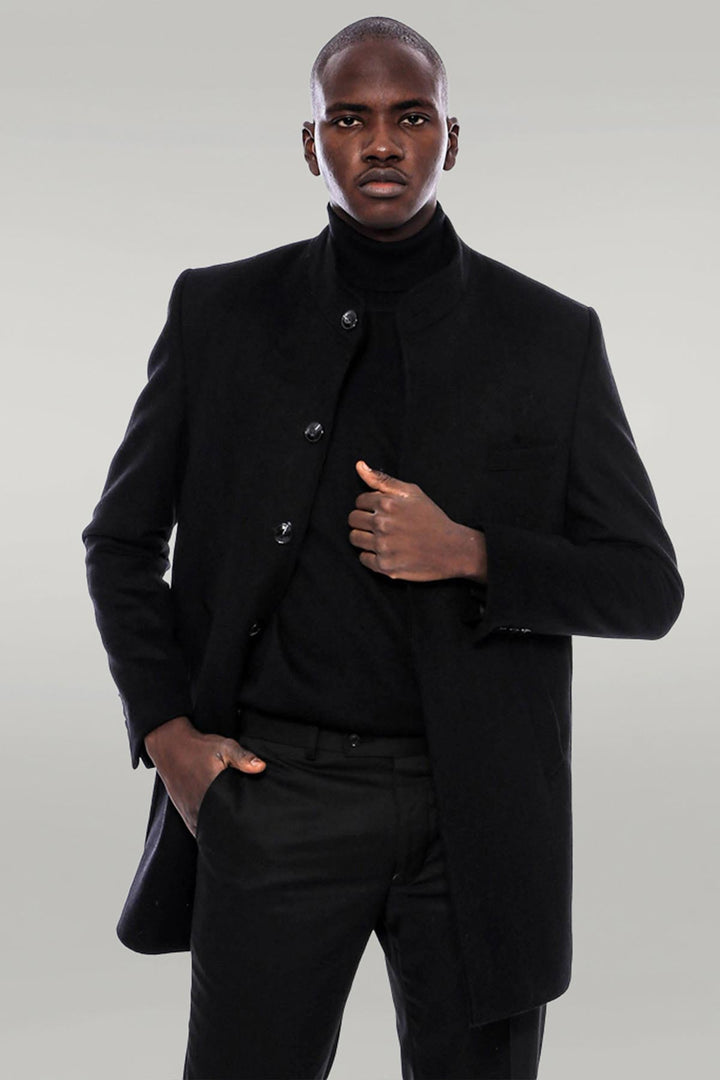 WSS Mandarin Collar Men's Long Coat  - New Westminster