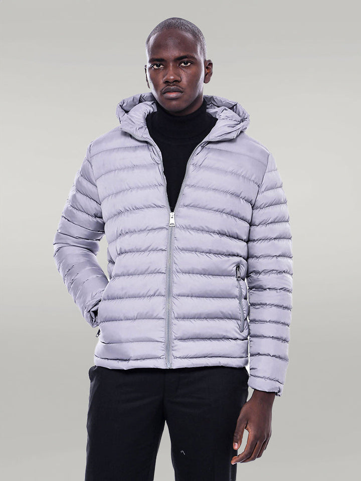 WSS Hooded Quilted Grey Men Coat  - Singen