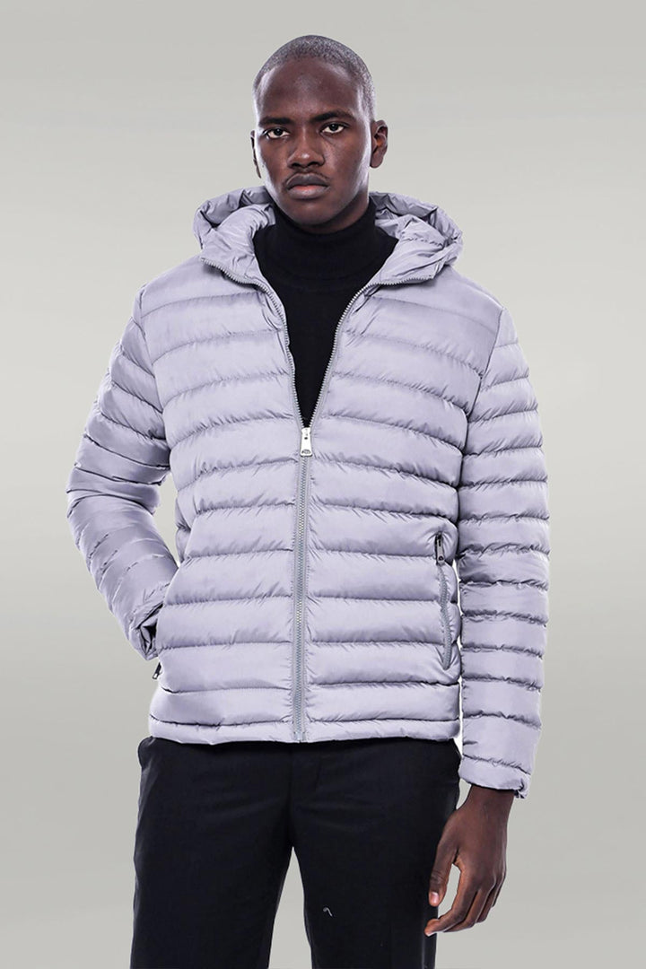 WSS Hooded Quilted Grey Men Coat  - San Angelo