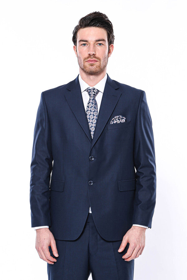 WSS 4 Drop Navy Blue Polyviscose Suit   - Ragusa
