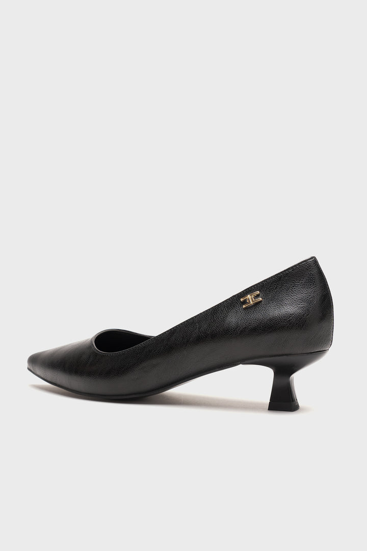DSM Doss Black Leather Low Heel Women's Pointed Toe Women's Shoe - Figueras