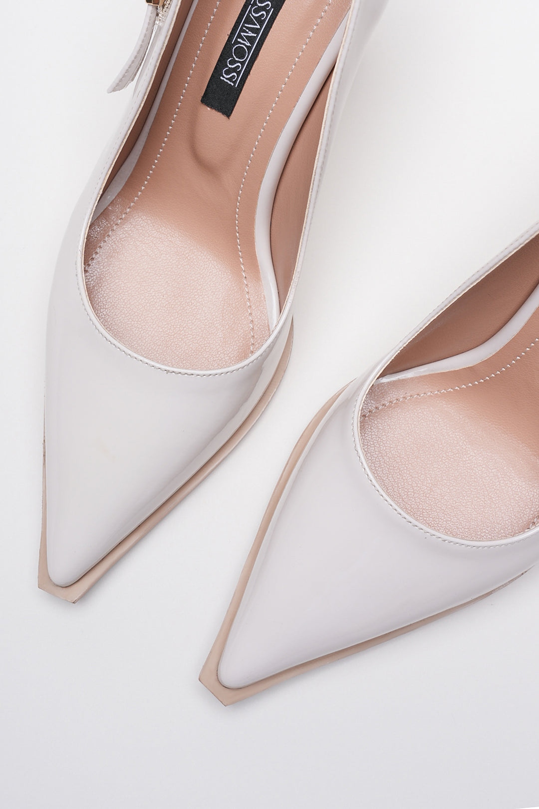 DSM Pony Cream Leather Stiletto with Gold Buckle Detail High Heel Women's Shoe - Antibes