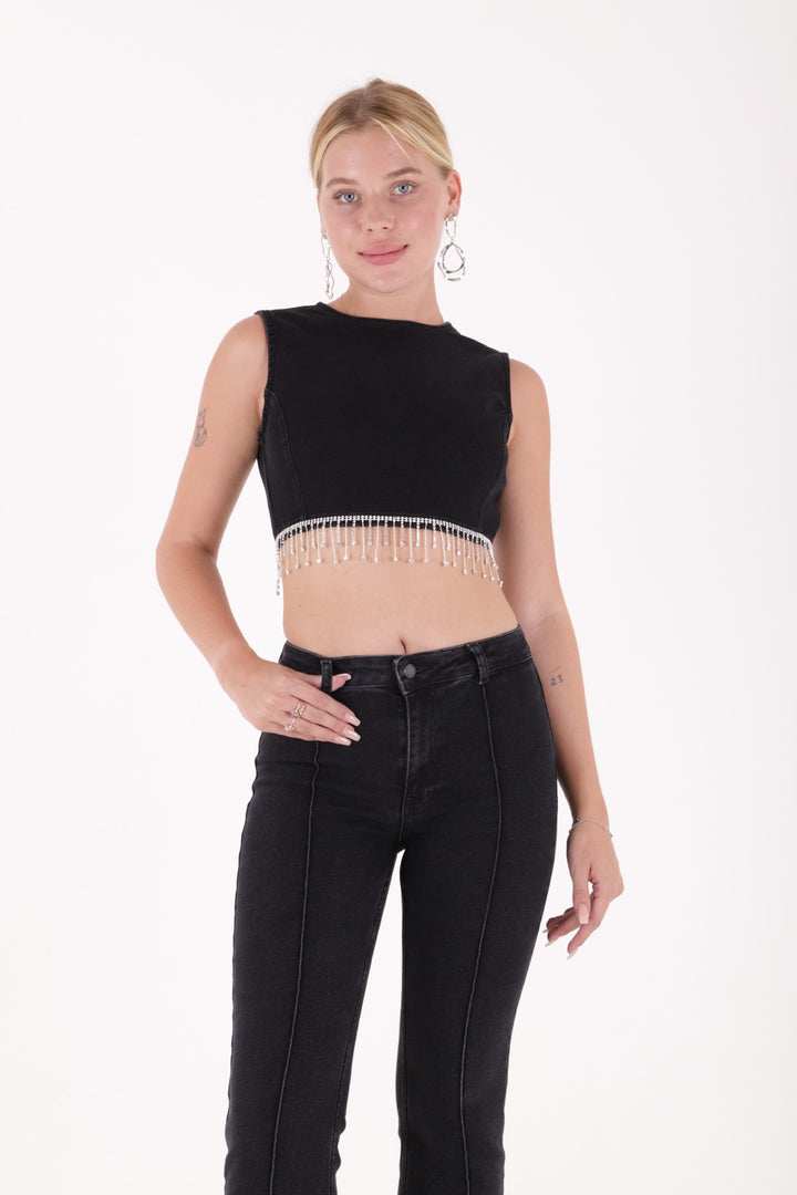 XLJ Denim Bustier with Rhinestones Ending Mixed - Kettering