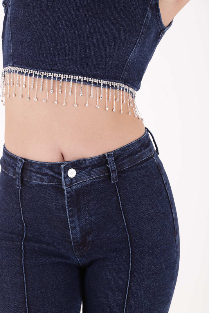 XLJ Denim Bustier with Rhinestones Ending Mixed - Chalon-sur-Saône