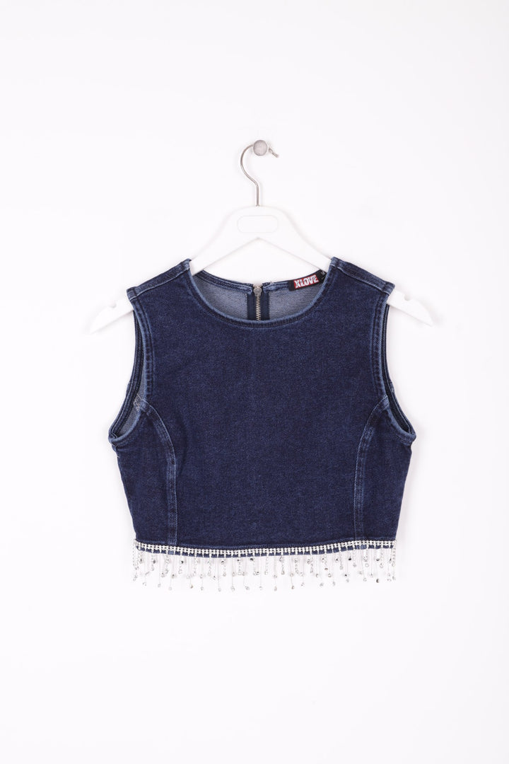 XLJ Denim Bustier with Rhinestones Ending Mixed - Chalon-sur-Saône