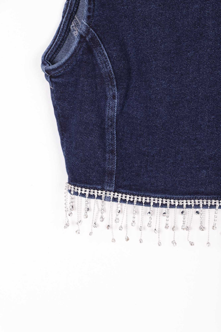 XLJ Denim Bustier with Rhinestones Ending Mixed - Chalon-sur-Saône