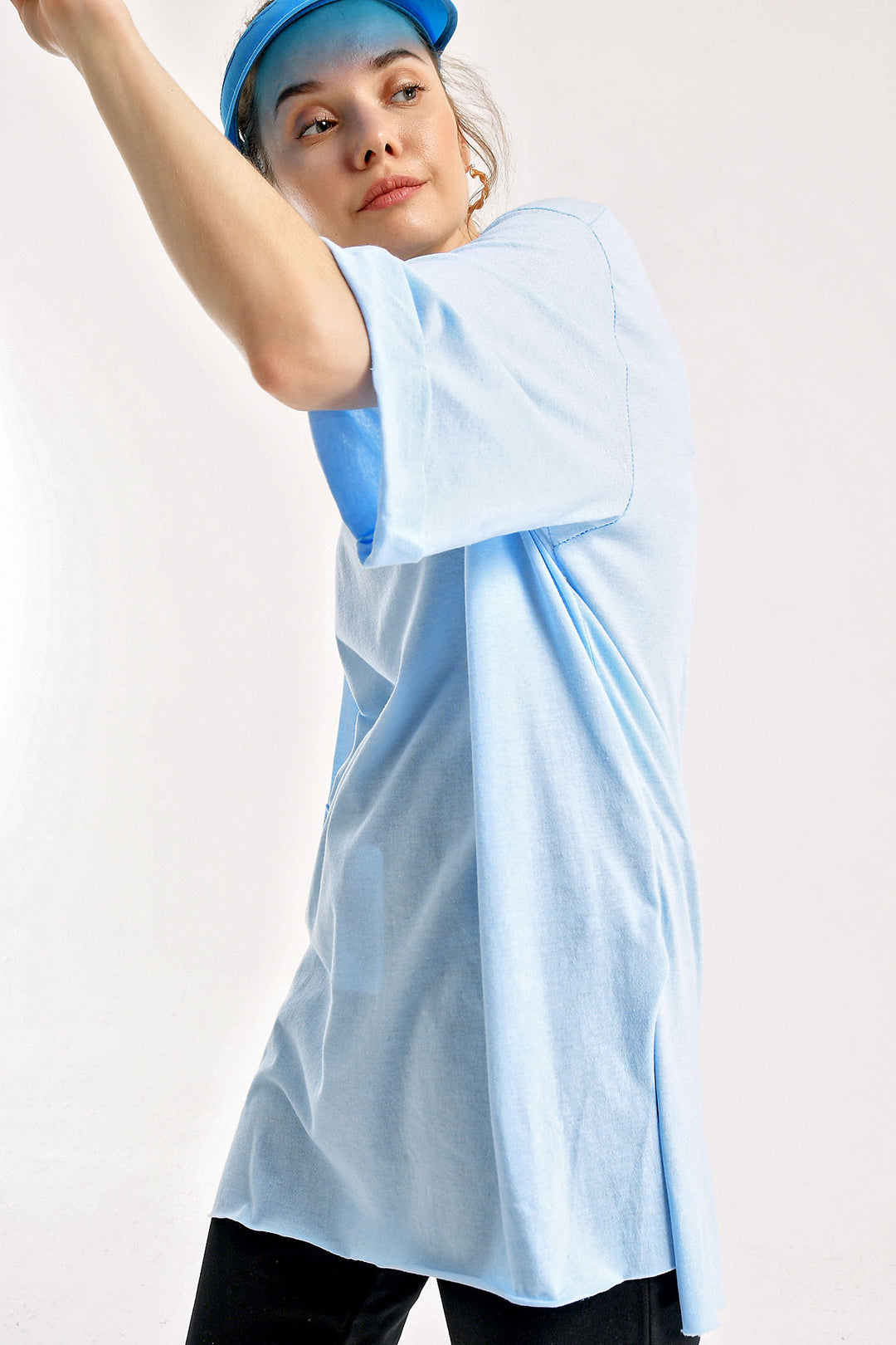 BGD Women Slit Oversized T-shirt - Blue - Cunduacán
