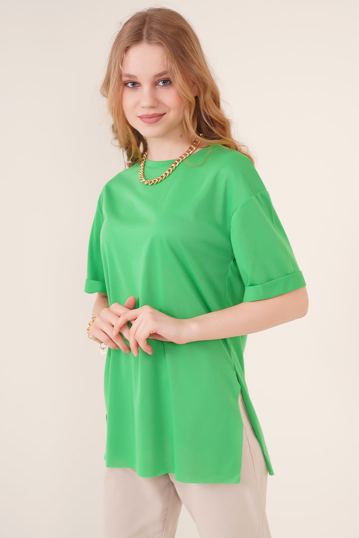BGD Women Slit Oversized T-shirt - Green - Avondale