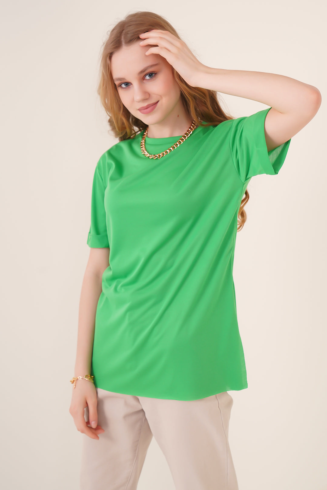 BGD Women Slit Oversized T-shirt - Green - Avondale
