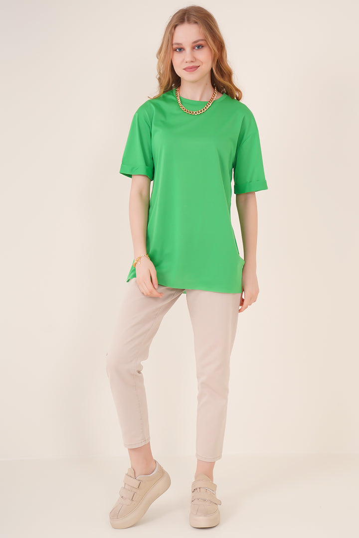 BGD Women Slit Oversized T-shirt - Green - Avondale