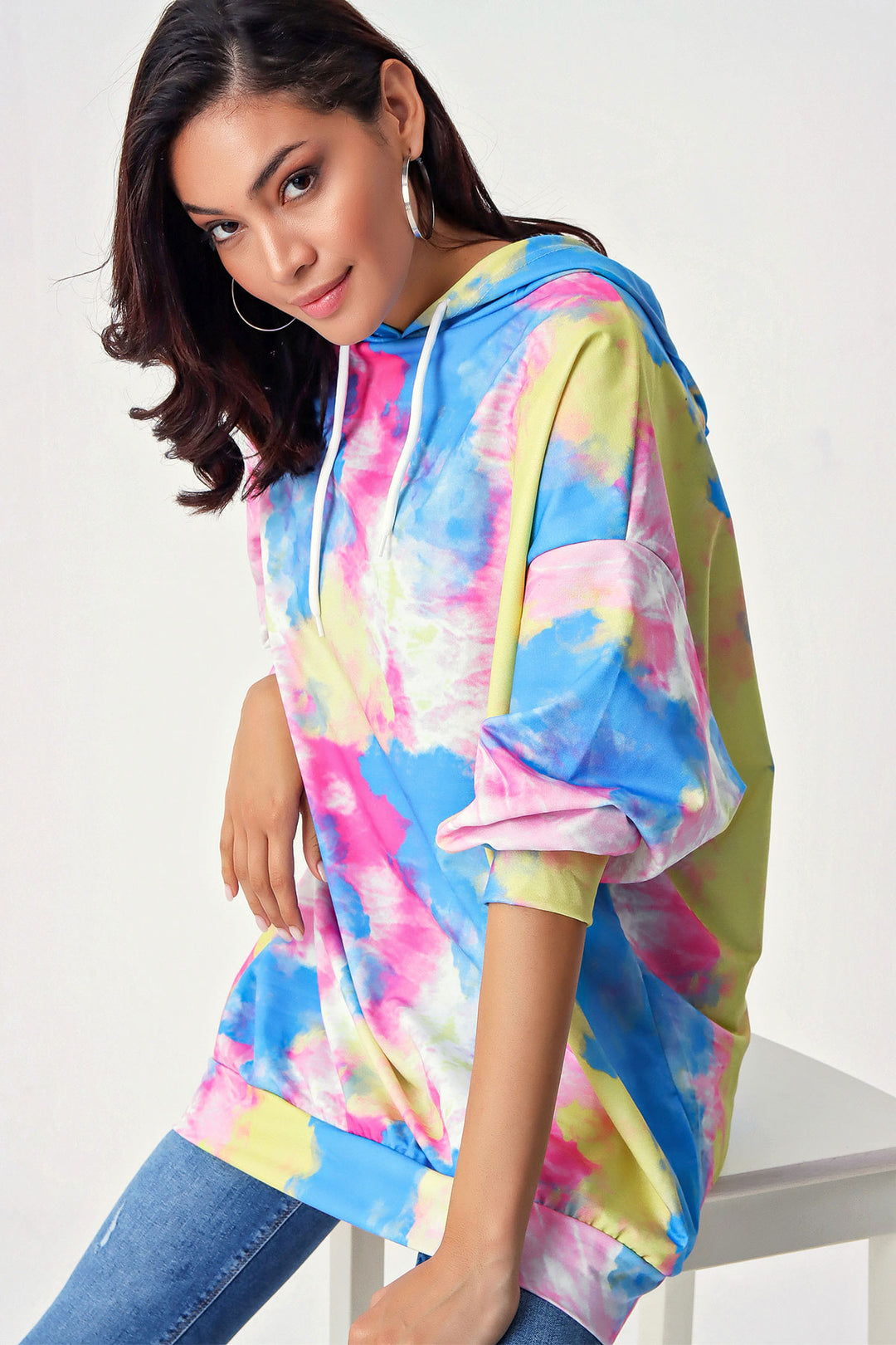BGD Women Oversize Sweat Elbise - M. Mavi - Gladstone
