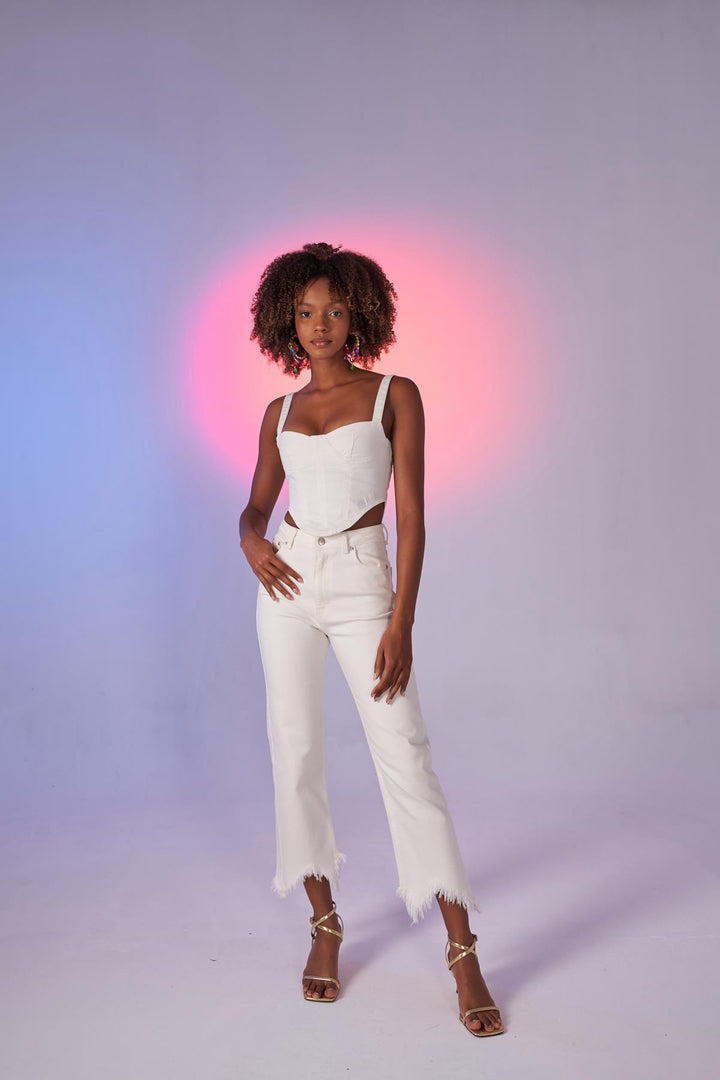 HLLY Women Swan Jean Pants White - Orlando