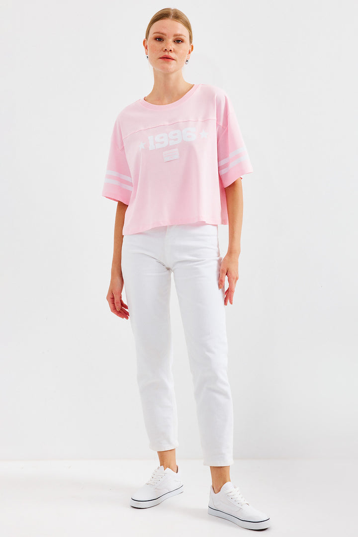 BGD Women Printed Oversize Basic T-shirt - Pink - Avondale