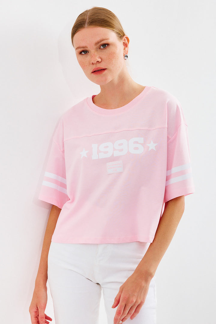 BGD Women Printed Oversize Basic T-shirt - Pink - Avondale