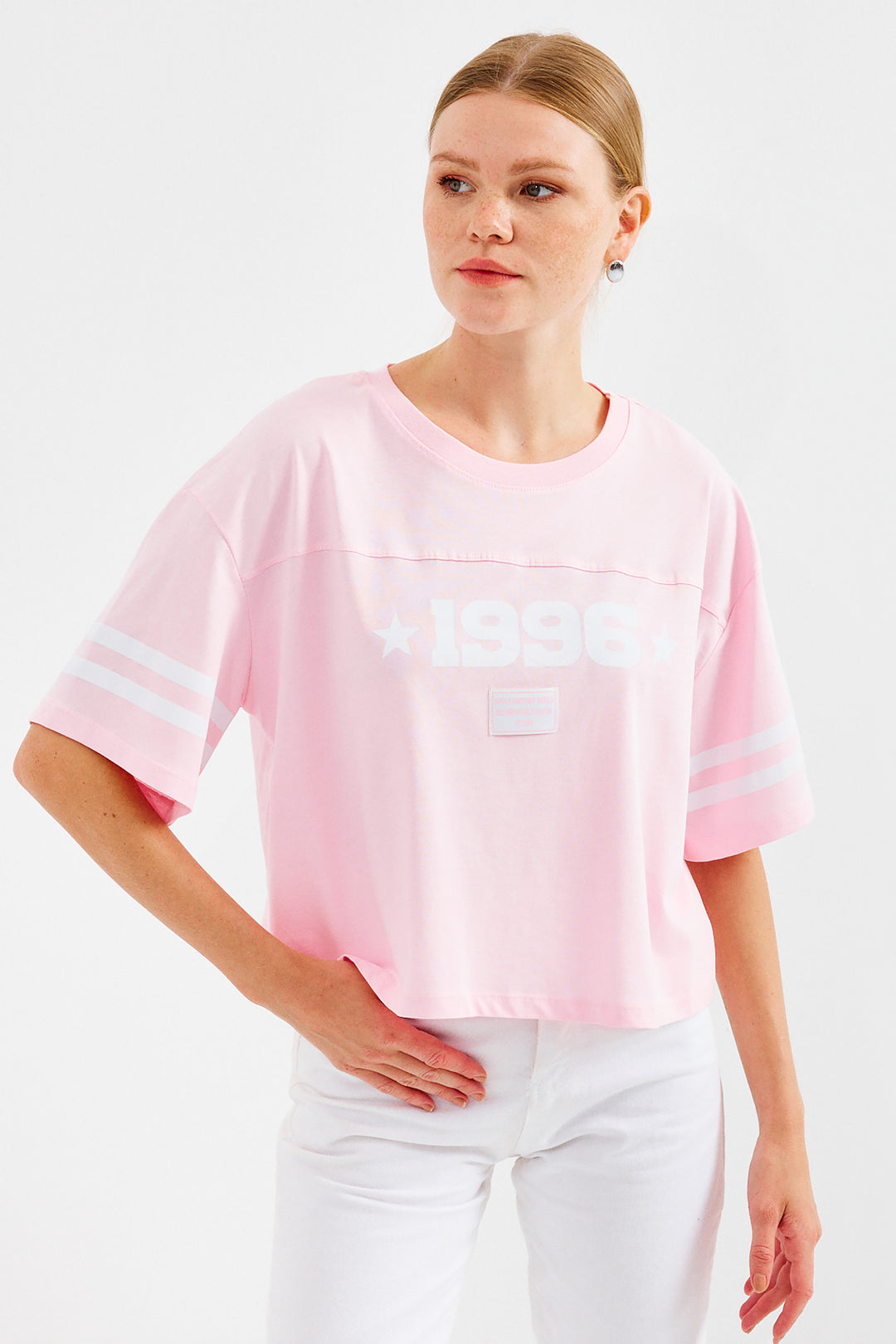 BGD Women Printed Oversize Basic T-shirt - Pink - Avondale