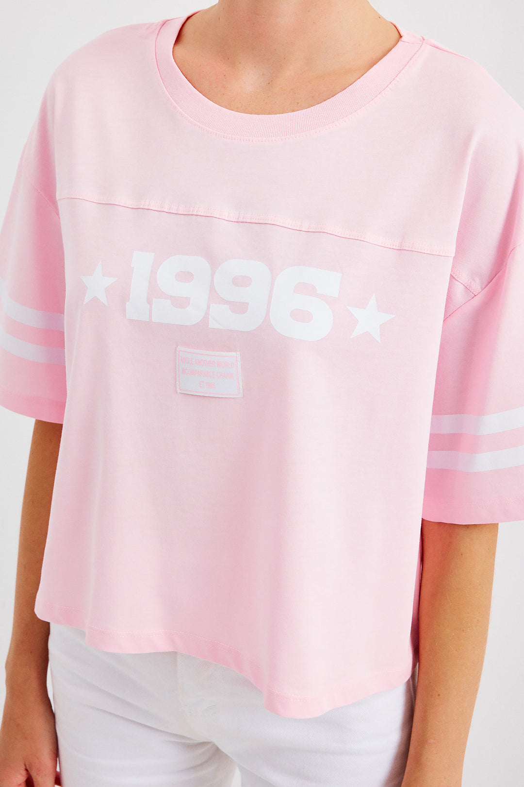 BGD Women Printed Oversize Basic T-shirt - Pink - Avondale