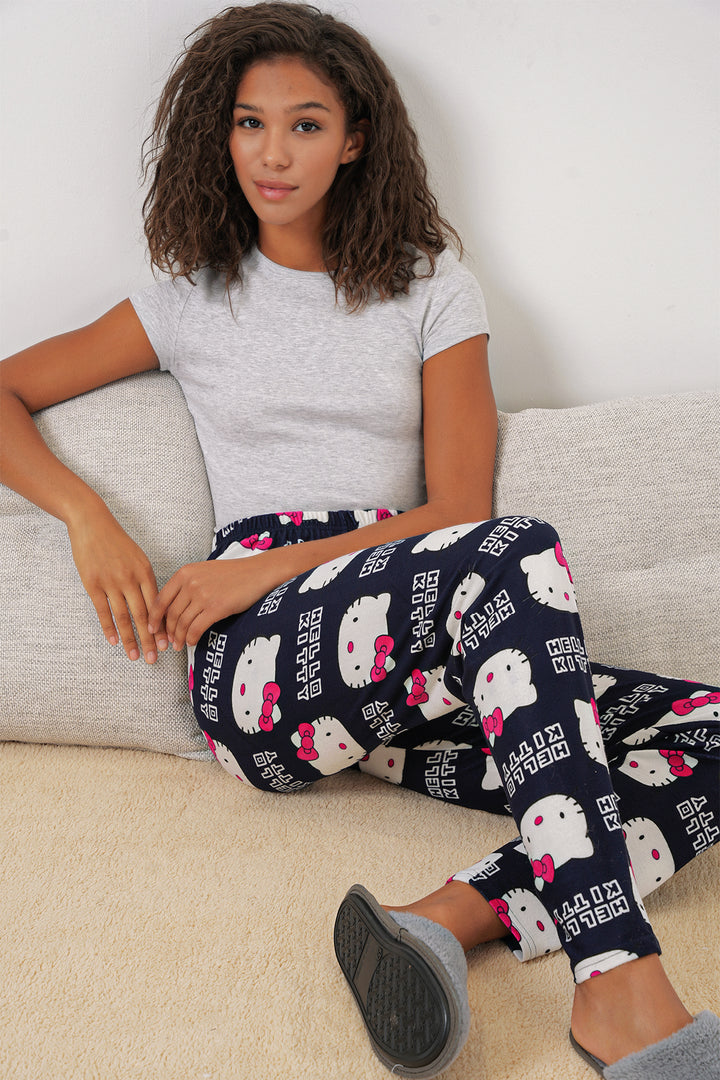 BGD Women Patterned Pyjama Bottoms - Navy Blue - Danville