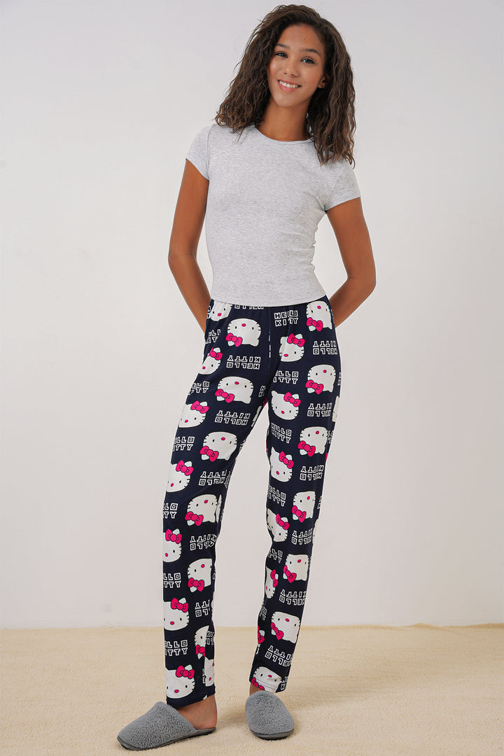 BGD Women Patterned Pyjama Bottoms - Navy Blue - Danville