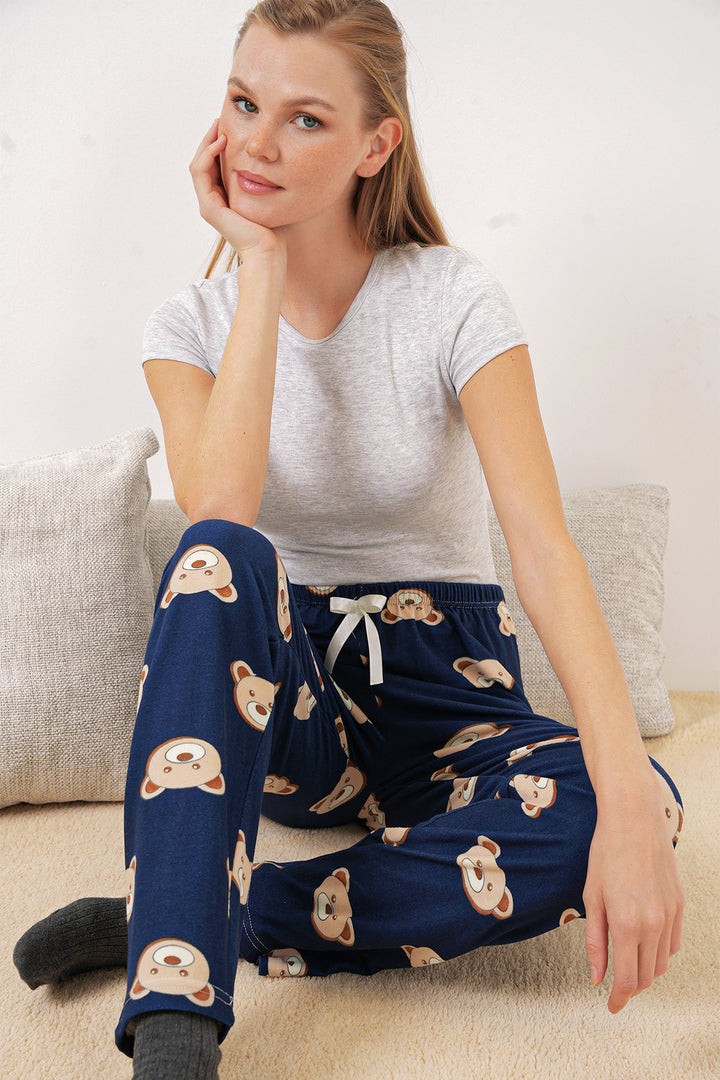 BGD Women Patterned Pyjama Bottoms - Navy Blue - Melton