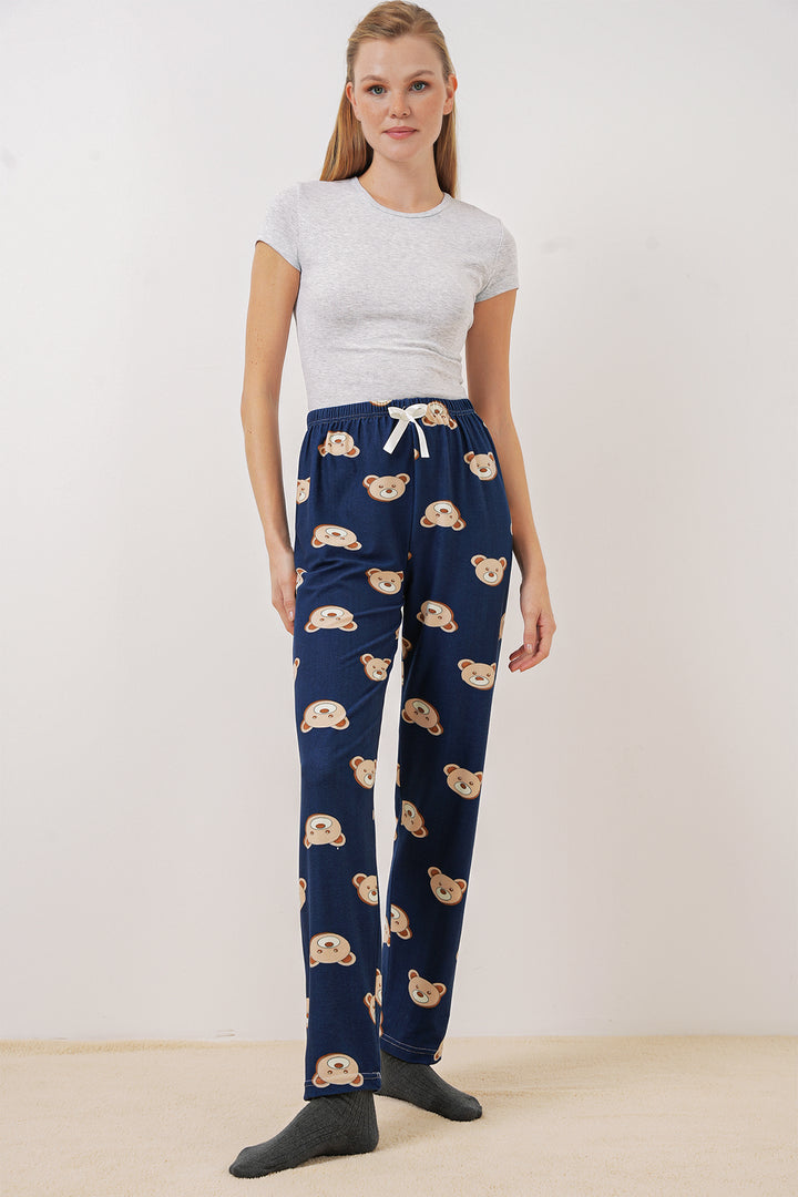 BGD Women Patterned Pyjama Bottoms - Navy Blue - Melton