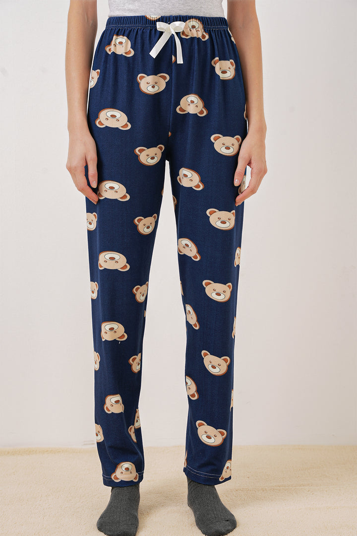 BGD Women Patterned Pyjama Bottoms - Navy Blue - Melton