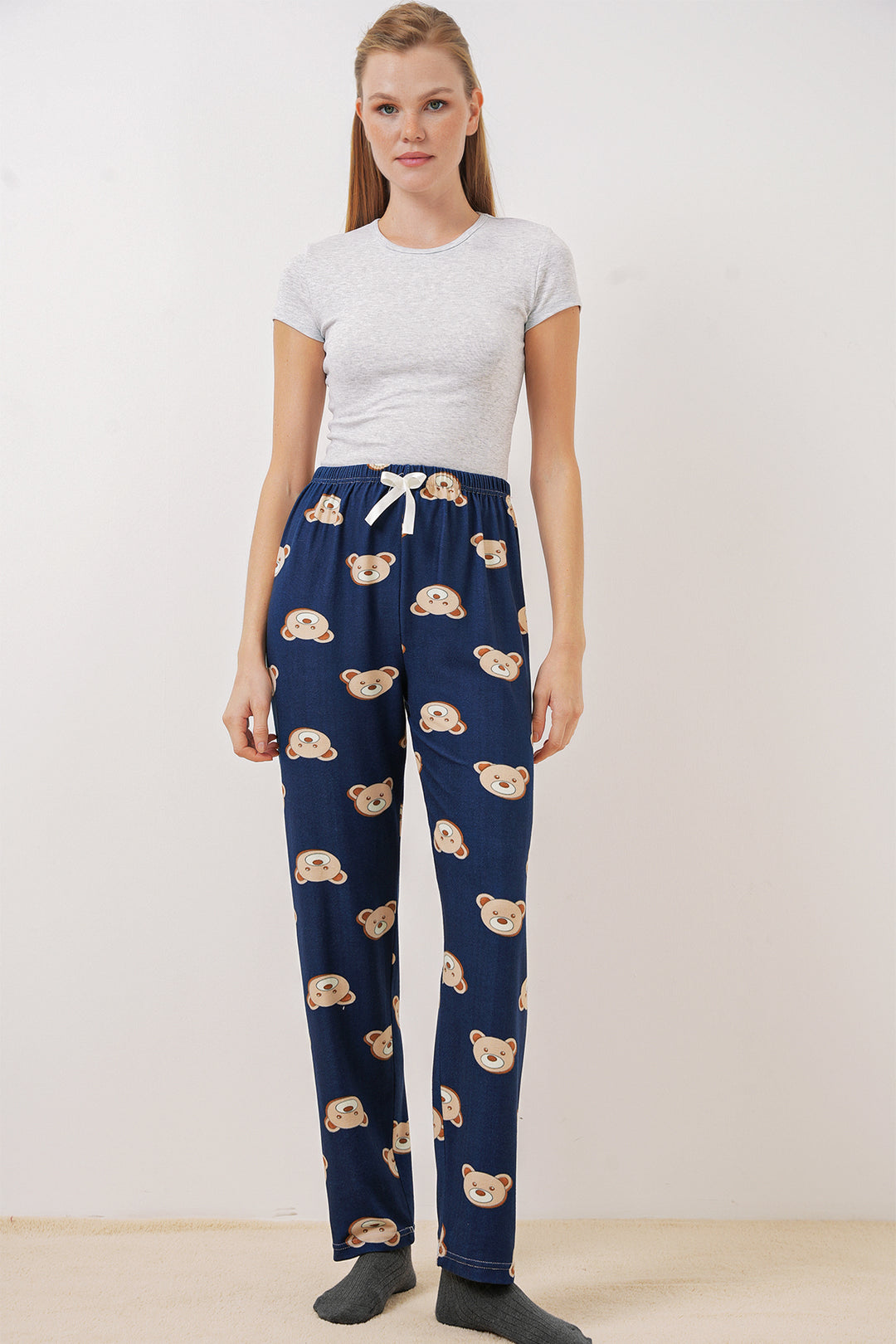 BGD Women Patterned Pyjama Bottoms - Navy Blue - Melton