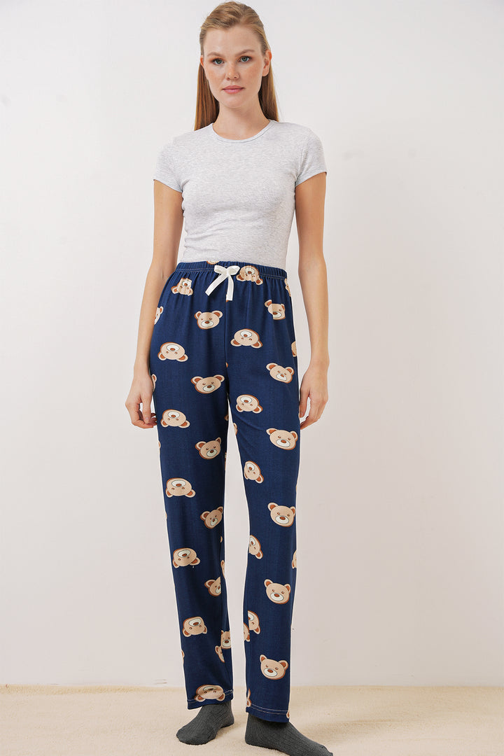 BGD Women Patterned Pyjama Bottoms - Navy Blue - Melton