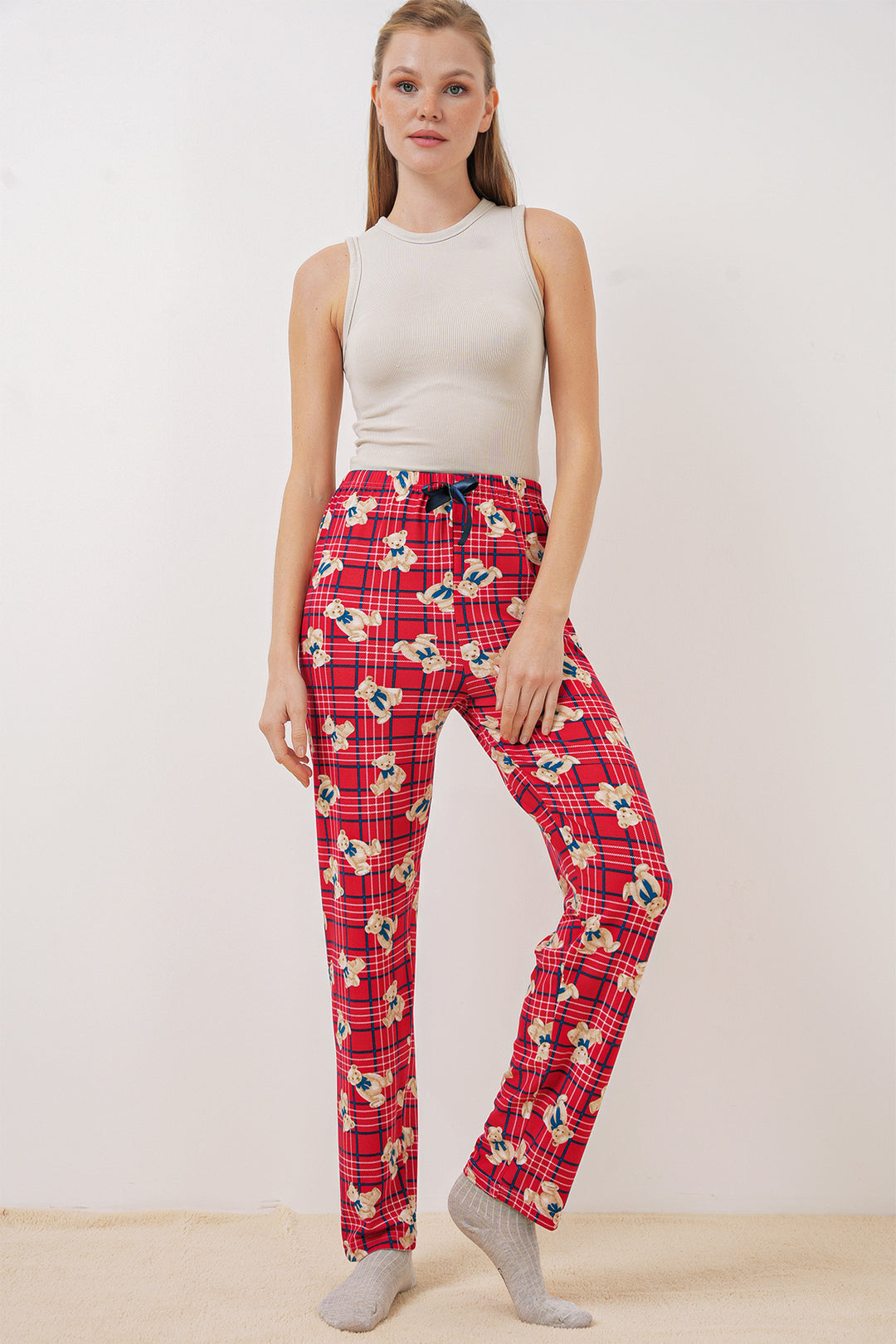 BGD Women Patterned Pyjama Bottoms - Red - Fedosiia