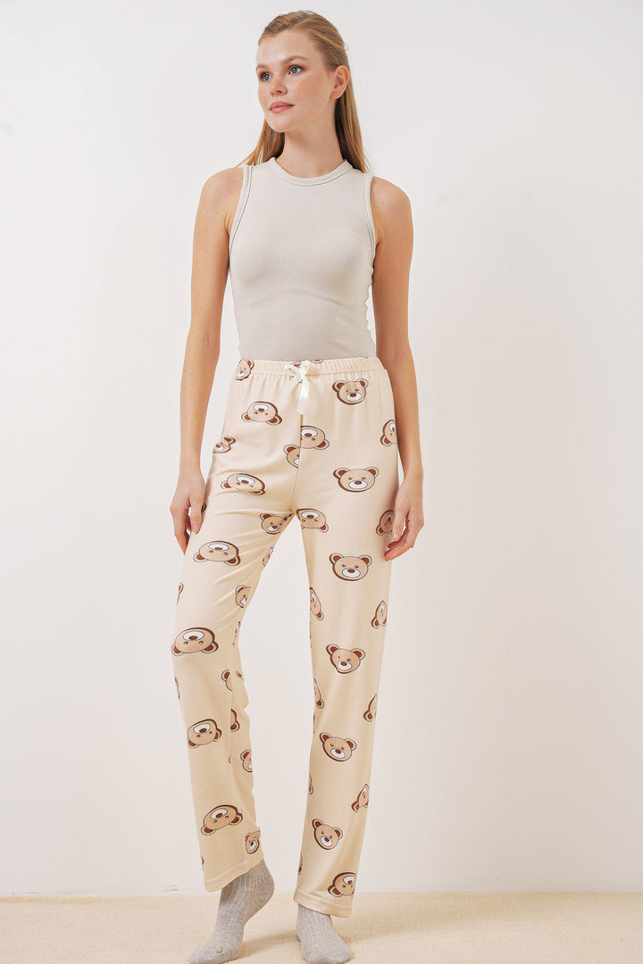 BGD Women Patterned Pyjama Bottoms - Cream - Goch