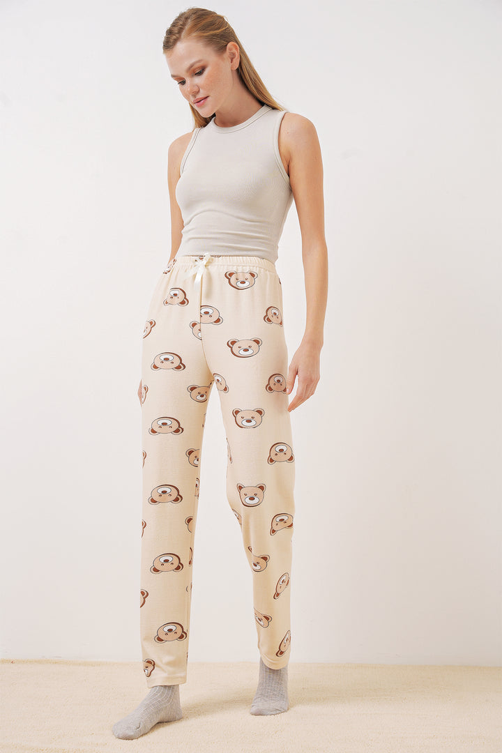 BGD Women Patterned Pyjama Bottoms - Cream - Goch