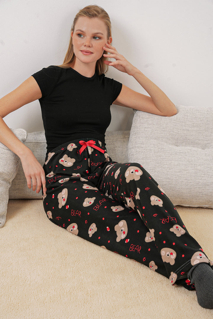 BGD Women Patterned Pyjama Bottoms - Black - The Hammocks