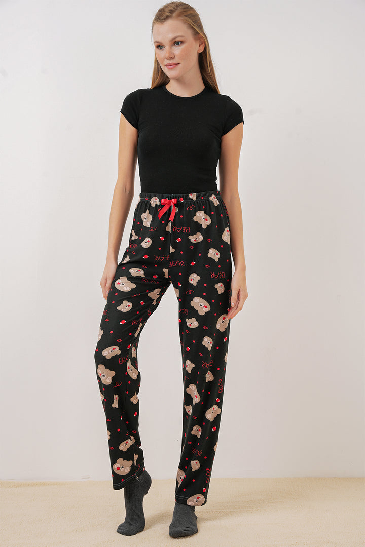 BGD Women Patterned Pyjama Bottoms - Black - The Hammocks