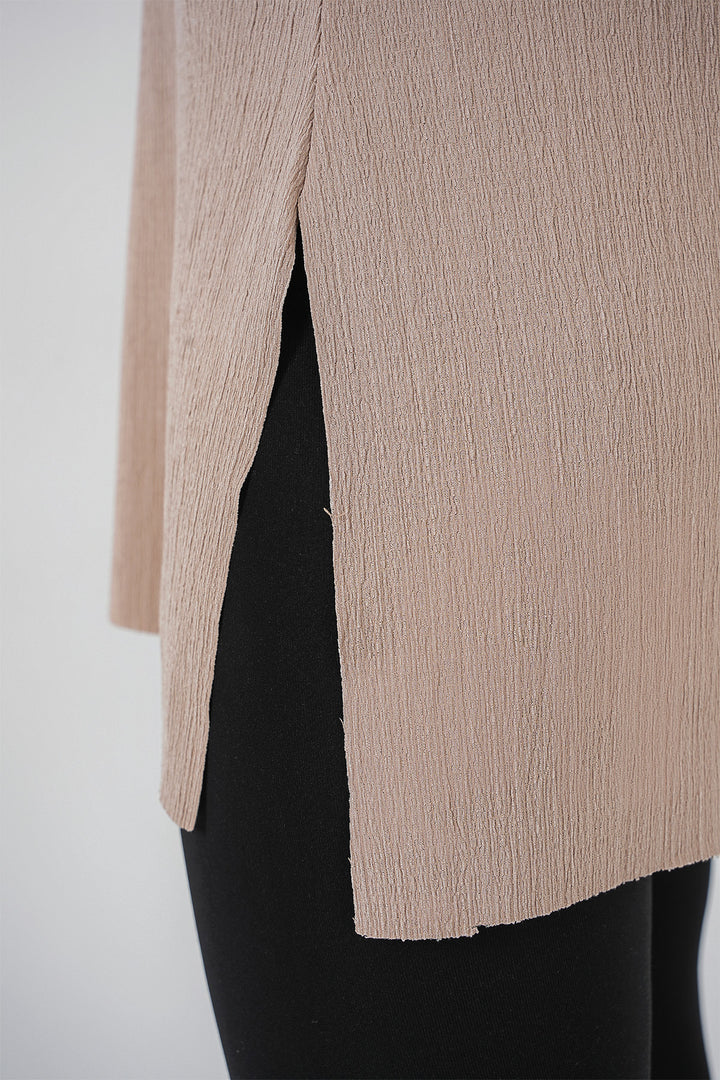 BGD Women Side Slit Knit T-shirt - Biscuit - Fort Smith
