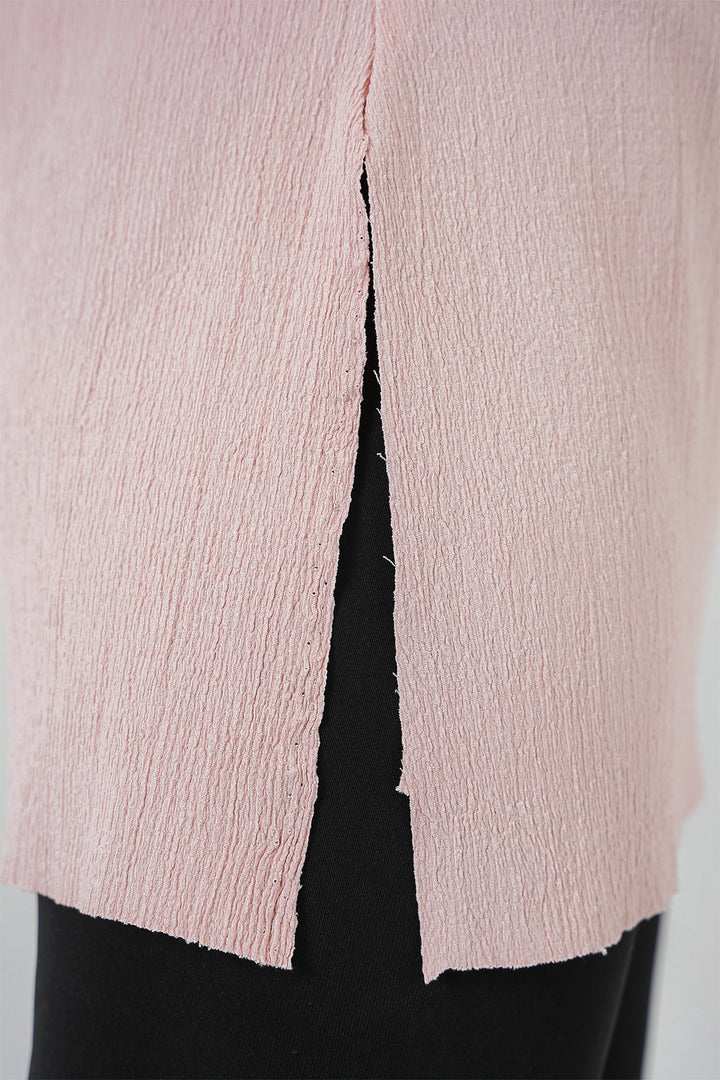 BGD Women Side Slit Knitted T-Shirt - Powder - Sabinas