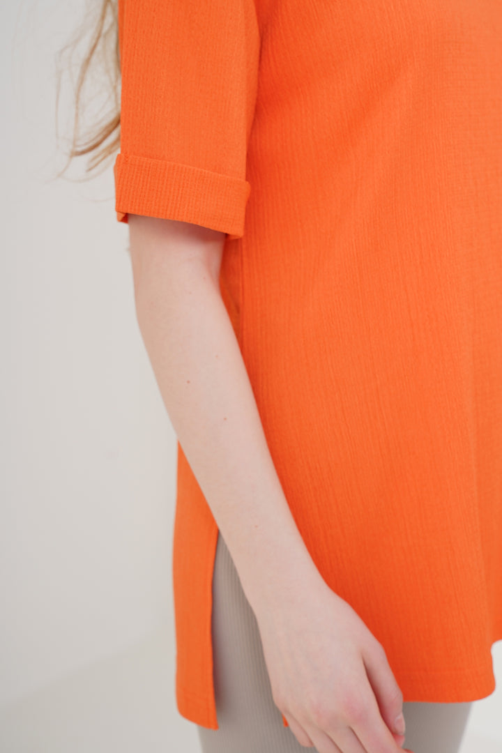 BGD Women Side Slit Knit T-shirt - Orange - Palmerston North