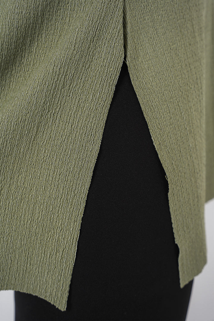 BGD Women Side Slit Knitted T-Shirt - Çağla - Eastchester