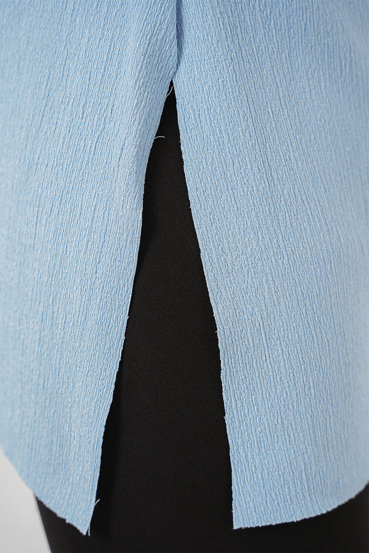 BGD Women Side Slit Knit T-shirt - Blue - Kettering