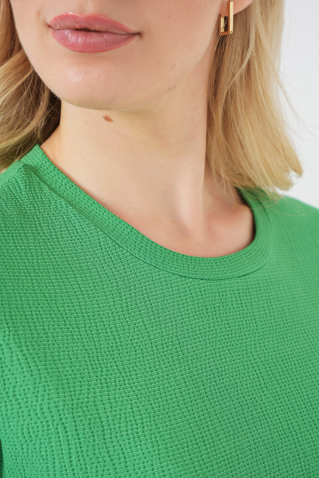 BGD Women Side Slit Knitted T-Shirt - Green - Sun Prairie