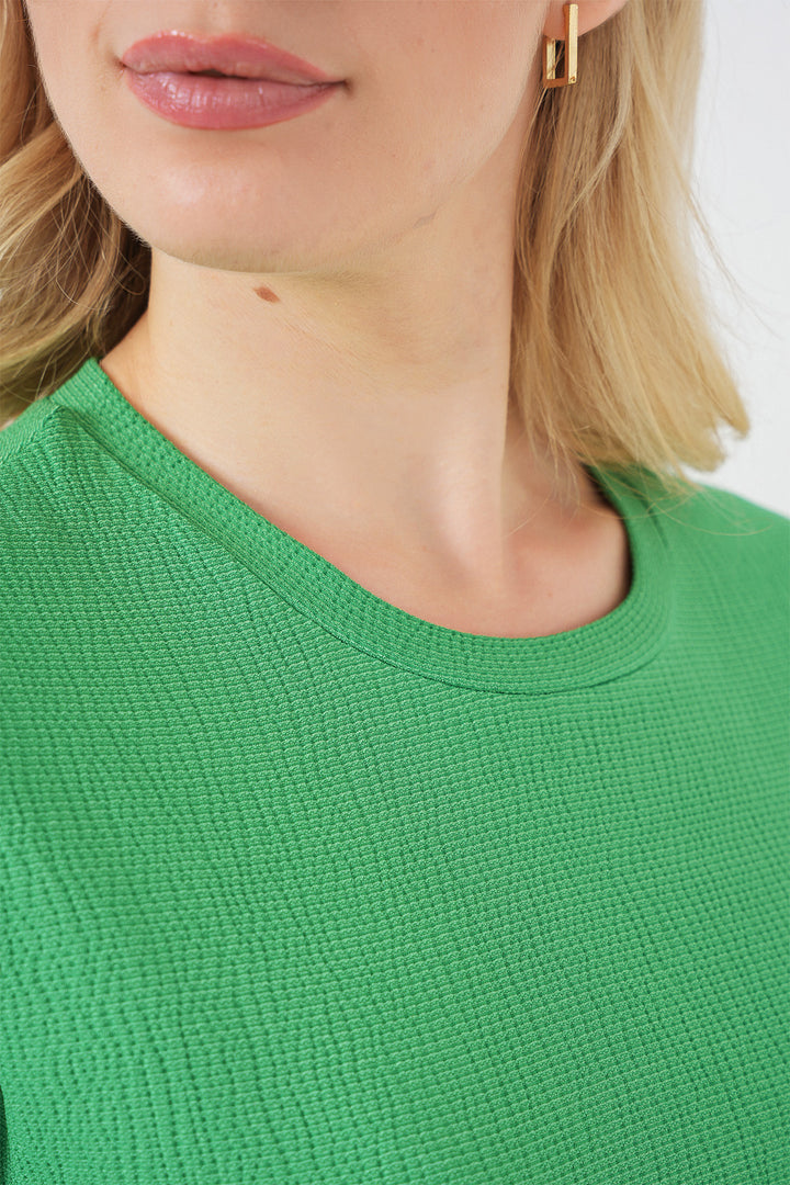 BGD Women Side Slit Knitted T-Shirt - Green - Sun Prairie