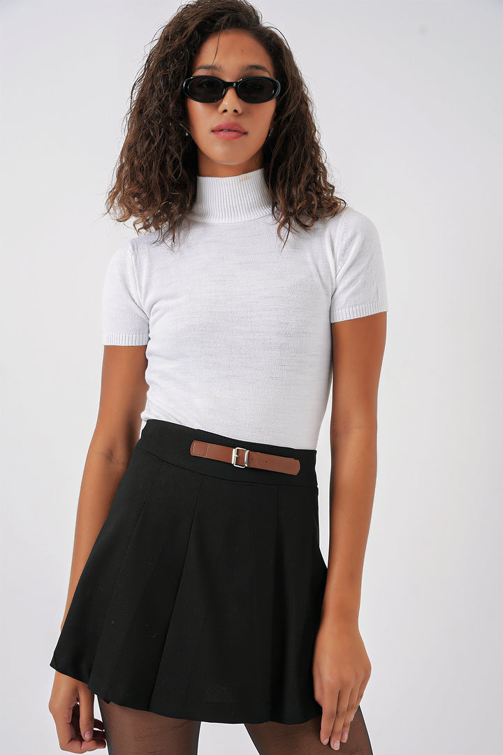 BGD Women Women's High-Waisted Mini Shorts Skirt - Black - Rossano
