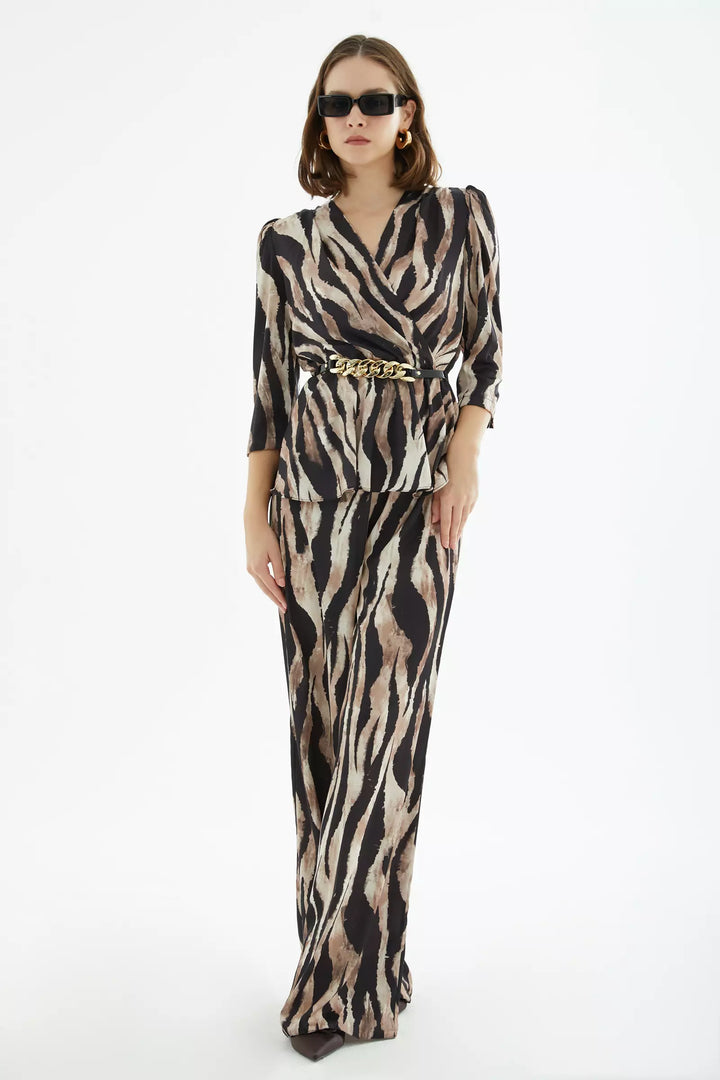 FRV Printed satin 3/4 sleeve maxi set - Murfreesboro