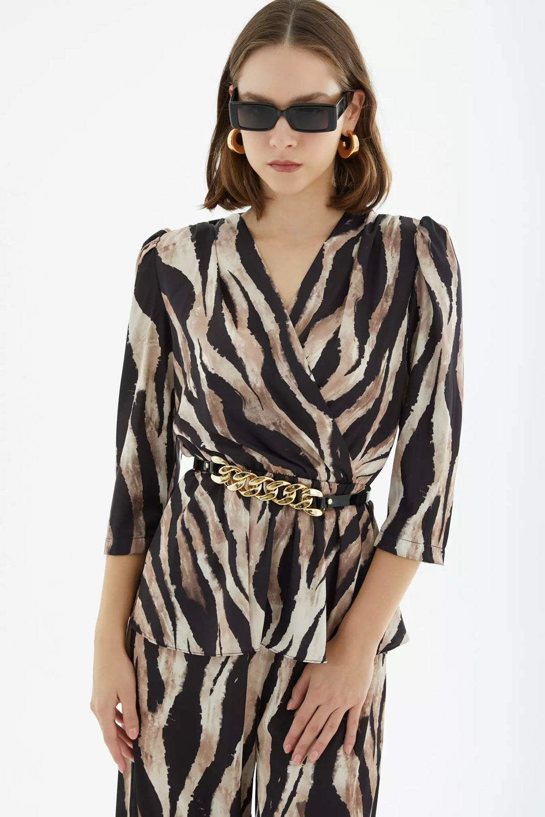 FRV Printed satin 3/4 sleeve maxi set - Murfreesboro