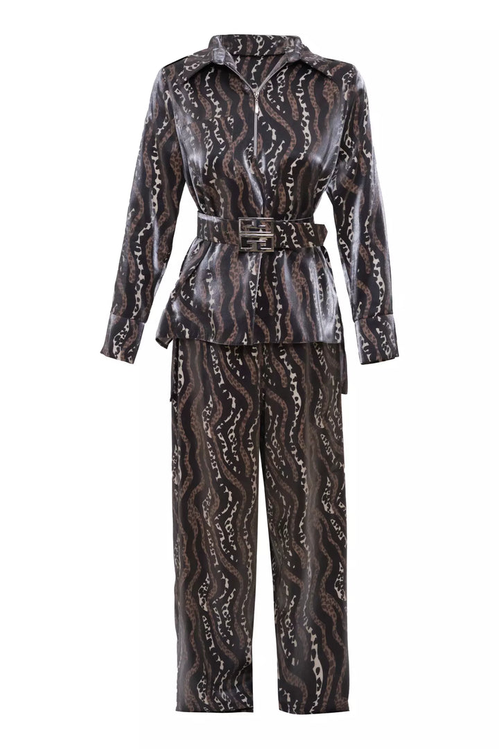 FRV Printed satin long sleeve maxi set - Springville