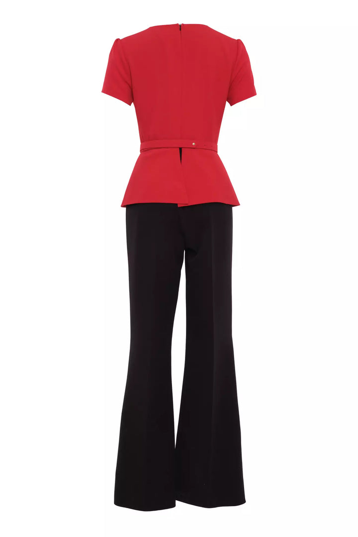 FRV Red crepe short sleeve maxi overalls - Trier