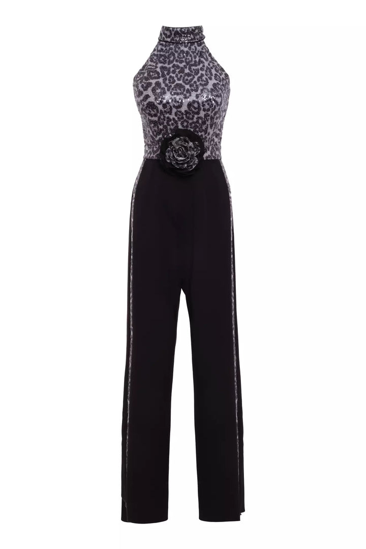 FRV Printed stamp sequins sleeveless maxi overalls - Riviera Beach