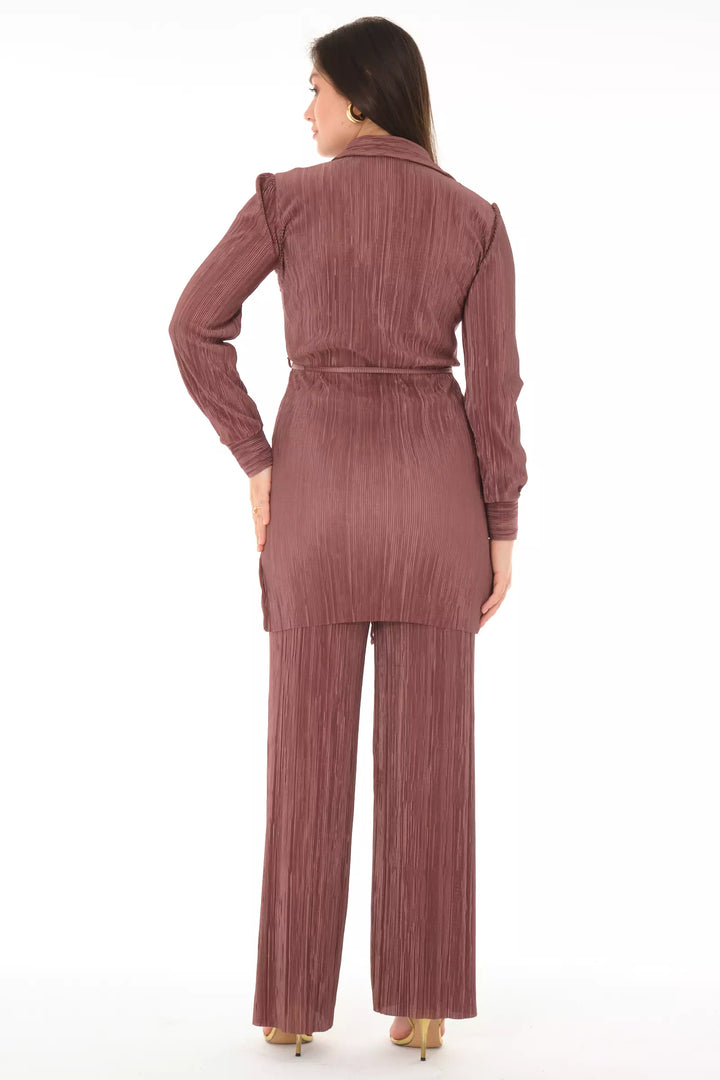 FRV Brown straight long sleeve maxi set - Woodstock