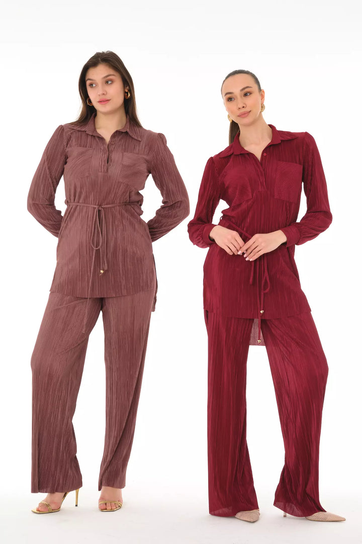 FRV Maroon straight long sleeve maxi set - Bracknell