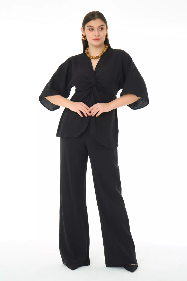 FRV Black sandy short sleeve maxi set - Buena Vista Tomatlán
