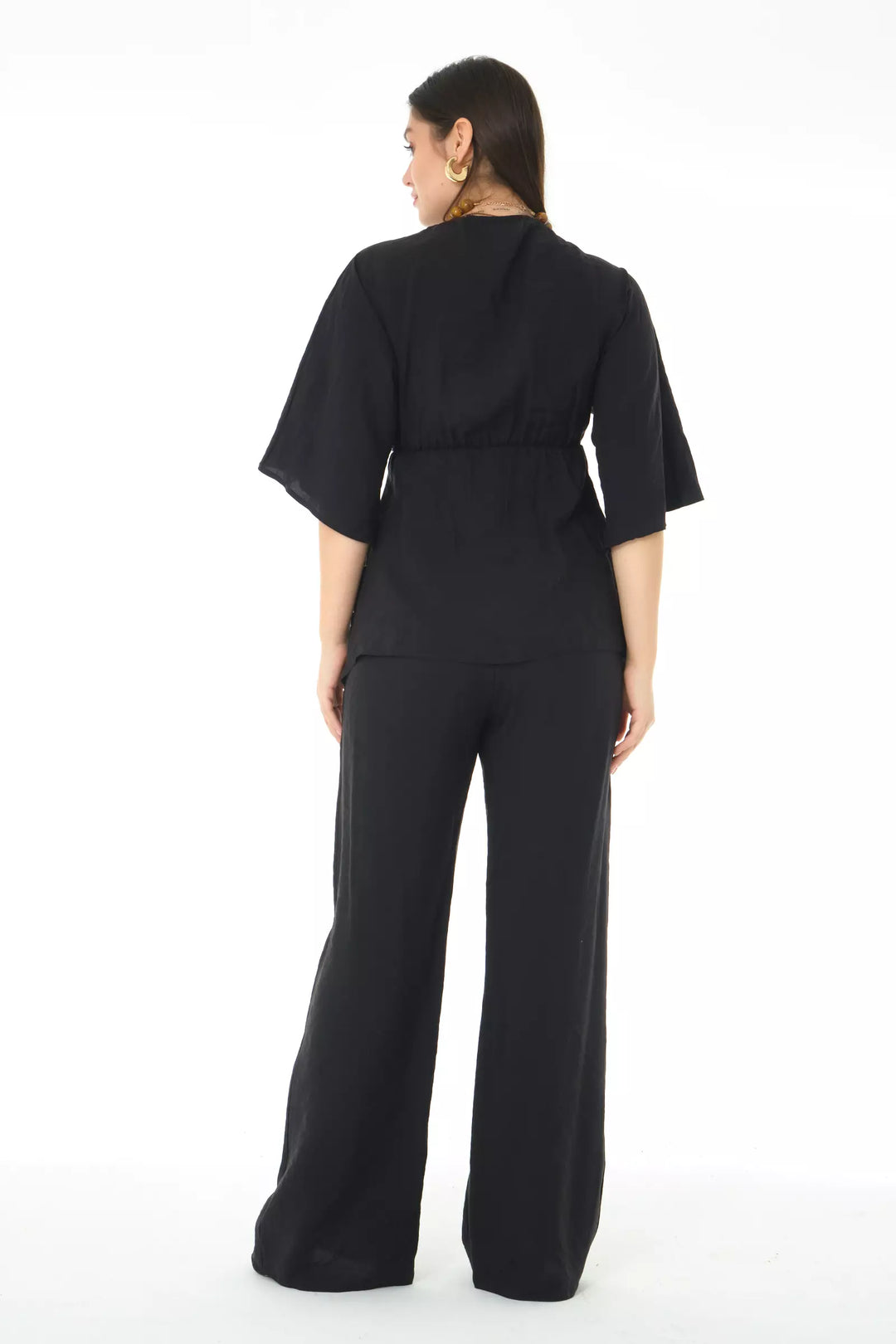 FRV Black sandy short sleeve maxi set - Buena Vista Tomatlán
